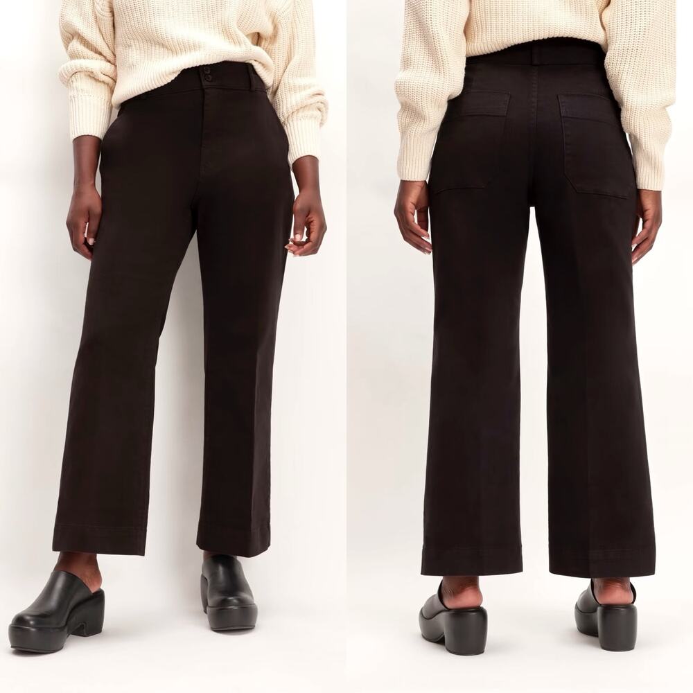 Everlane The Organic Kick Flare High Rise Ankle Pant Black Women 2 NWT